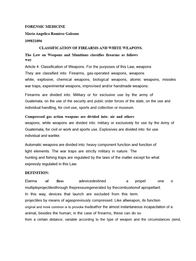 Firearms and White Weapons Classification | PDF | Firearms | Rifle
