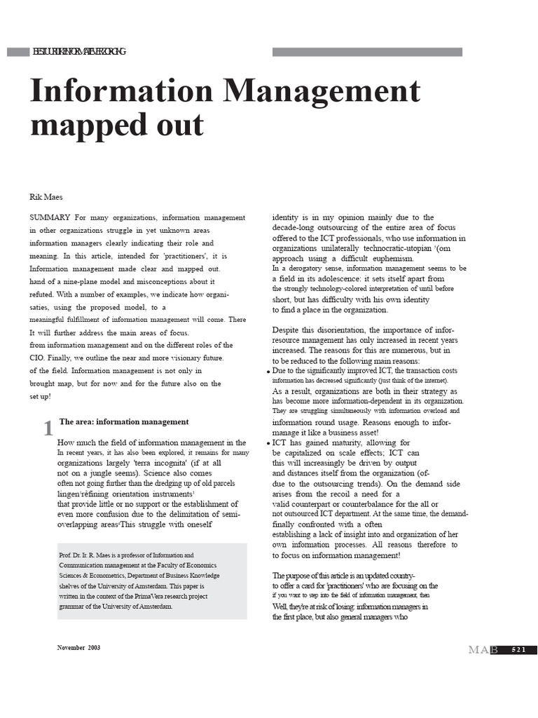 Information Management Framework Overview | PDF | Chief Information ...
