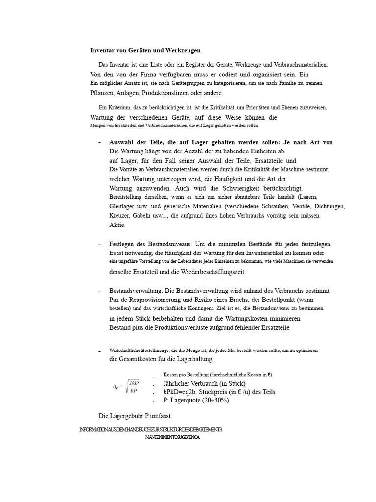 Inventarisation Von Geräten Und Werkzeugen | PDF