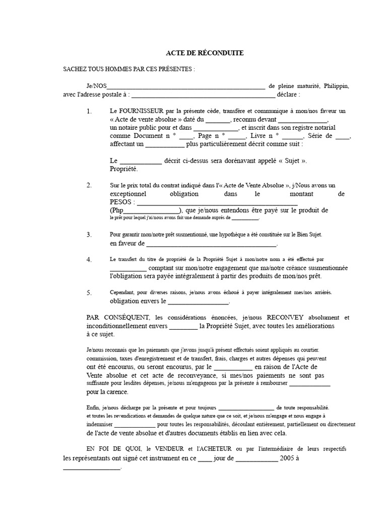 Acte de Reconveyance de Propriété | PDF