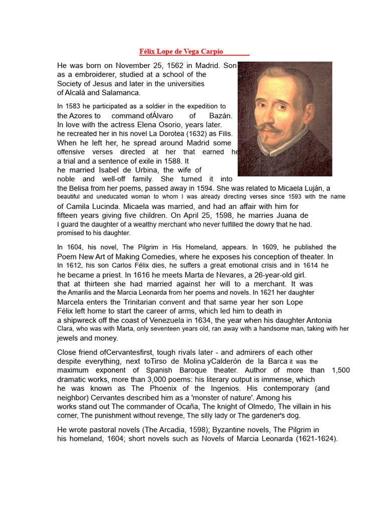 Félix Lope de Vega Carpio | PDF | Poetry