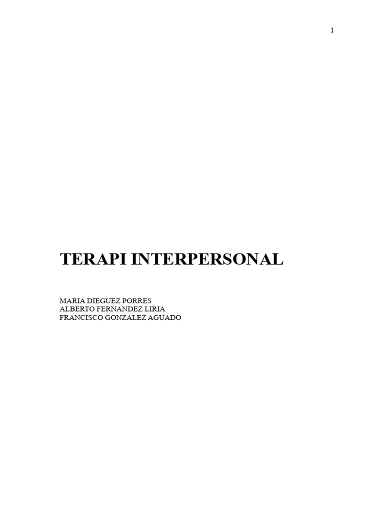 TERAPI INTERPERSONAL Manuskrip Manual PDF | PDF