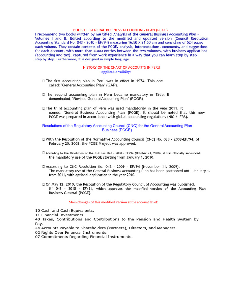 Overview of the General Accounting Plan | PDF | Fair Value ...