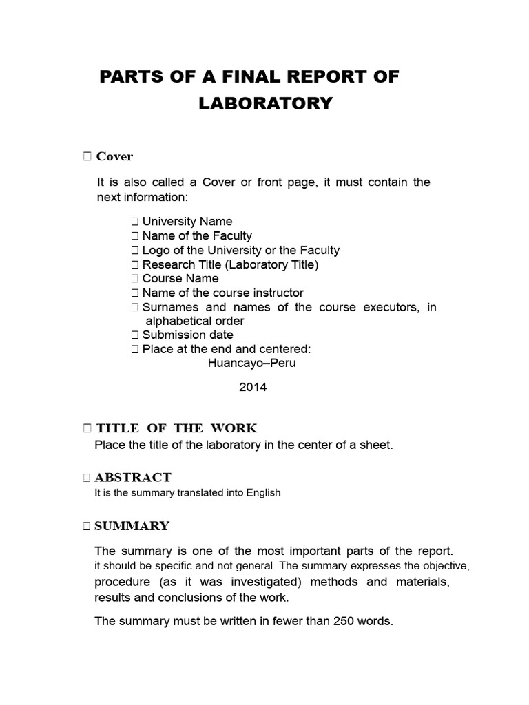 Final Report Structure for Laboratory | PDF | Experiment | Data