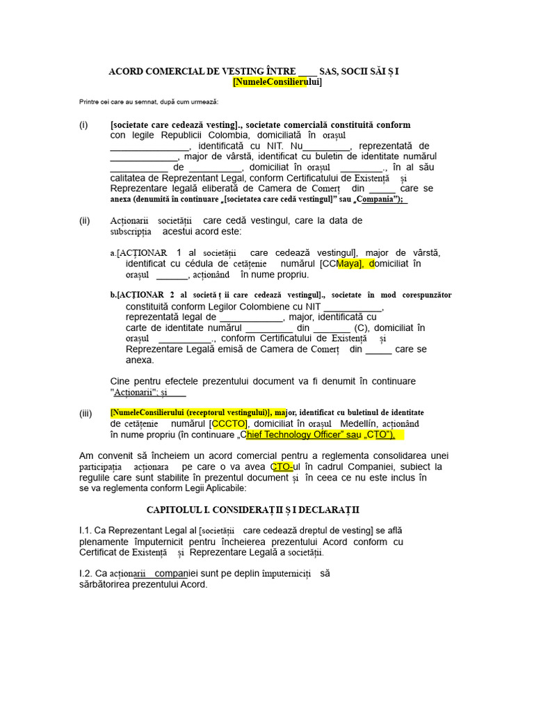 MODEL Acord Vesting | PDF