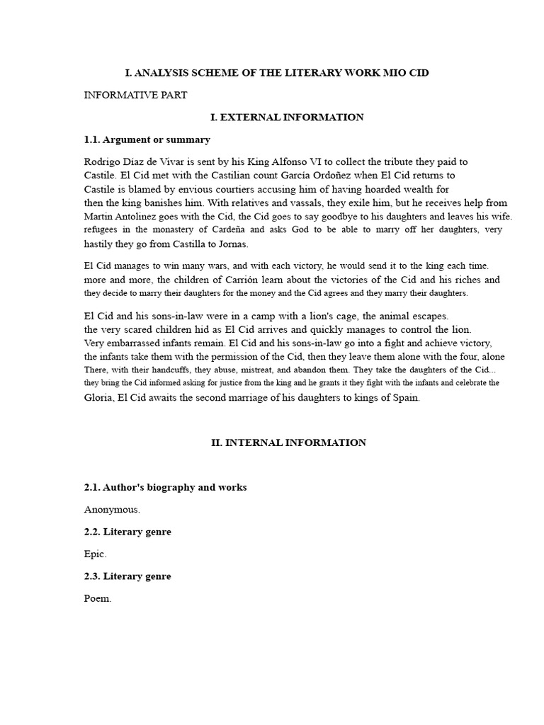 Outline for the Analysis of Literary Work | PDF