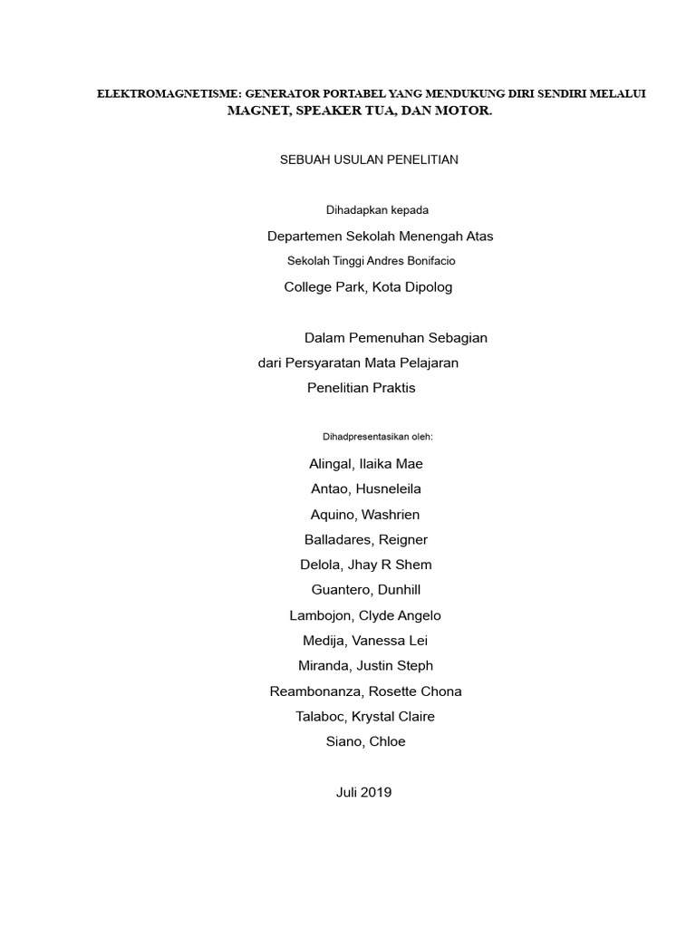 Generator Portabel Mandiri Elektromagnetis | PDF