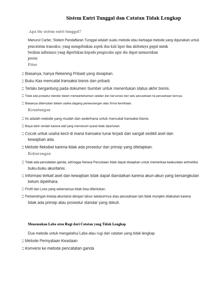 Sistem Entri Tunggal: Keuntungan dan Kekurangan | PDF