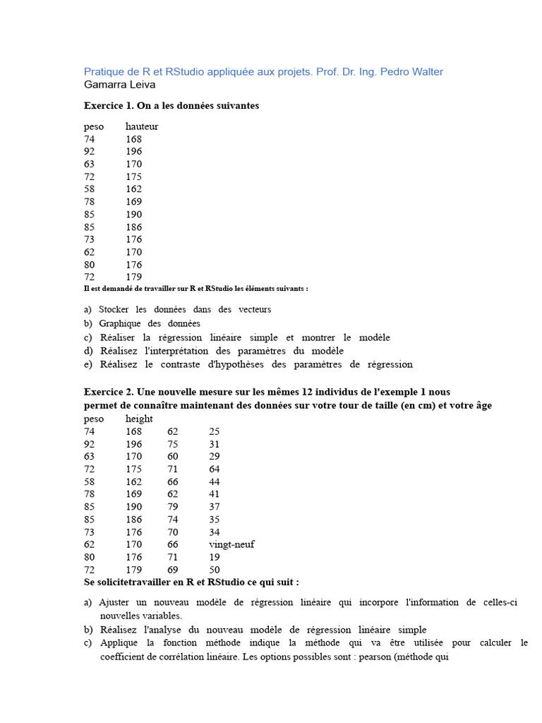 Analyse de régression avec R et RStudio | PDF | Analyse de régression ...