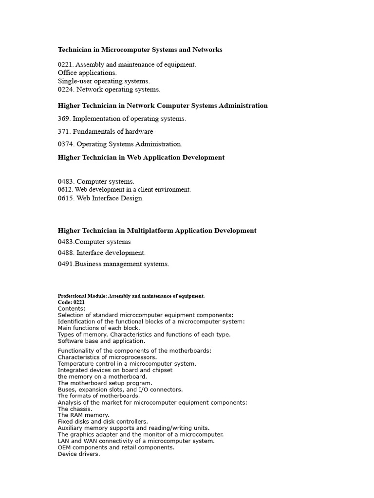 Microcomputer Systems Technician Guide | PDF | Operating System ...