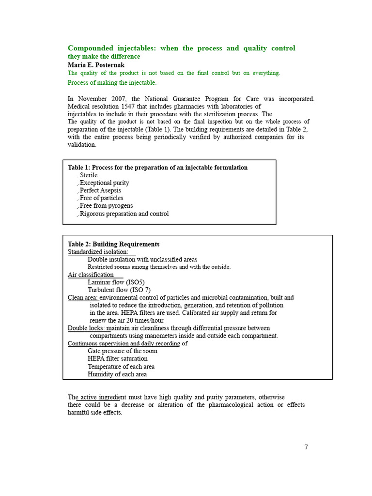Quality Control in Injectable Compounding | PDF | Sterilization ...