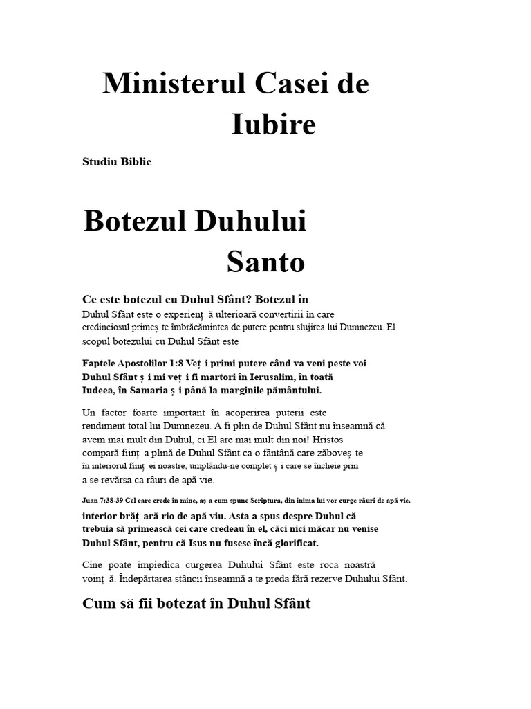 Botezul Cu Duhul Sfânt | PDF