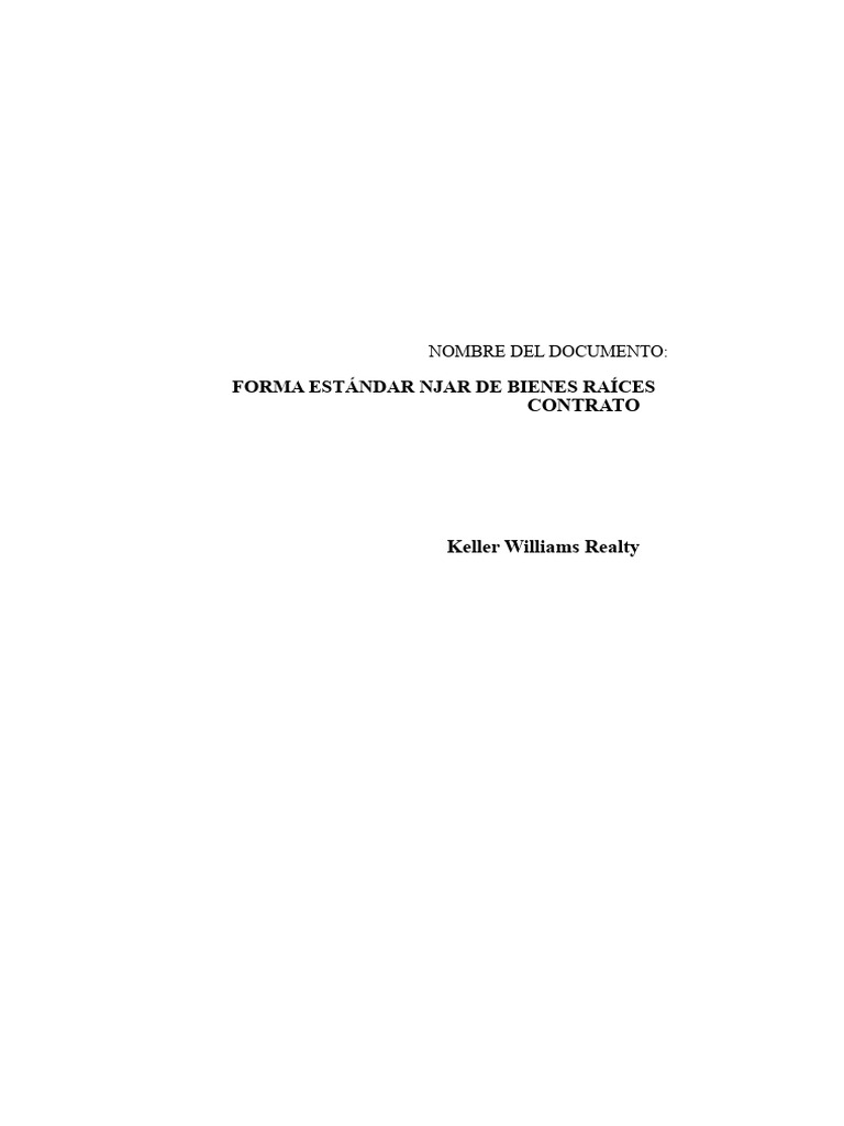 Contrato Estándar de Bienes Raíces NJAR | PDF | Hipotecas | Propiedad