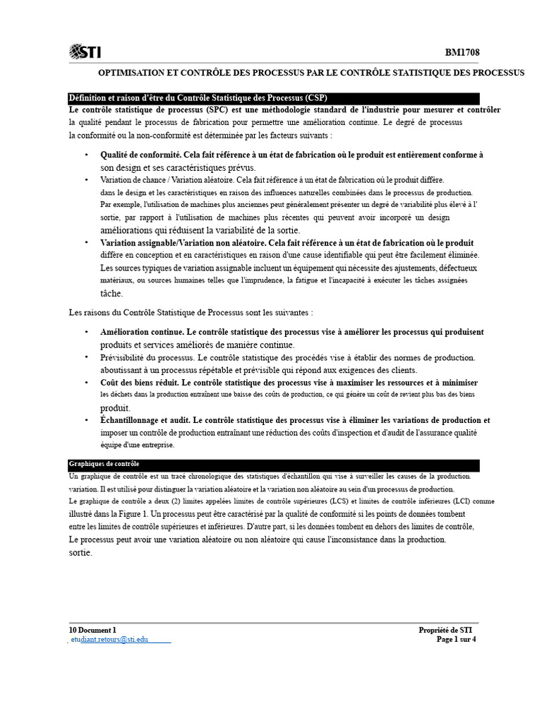 Contrôle Statistique des Processus en Industrie | PDF | Business | Budget