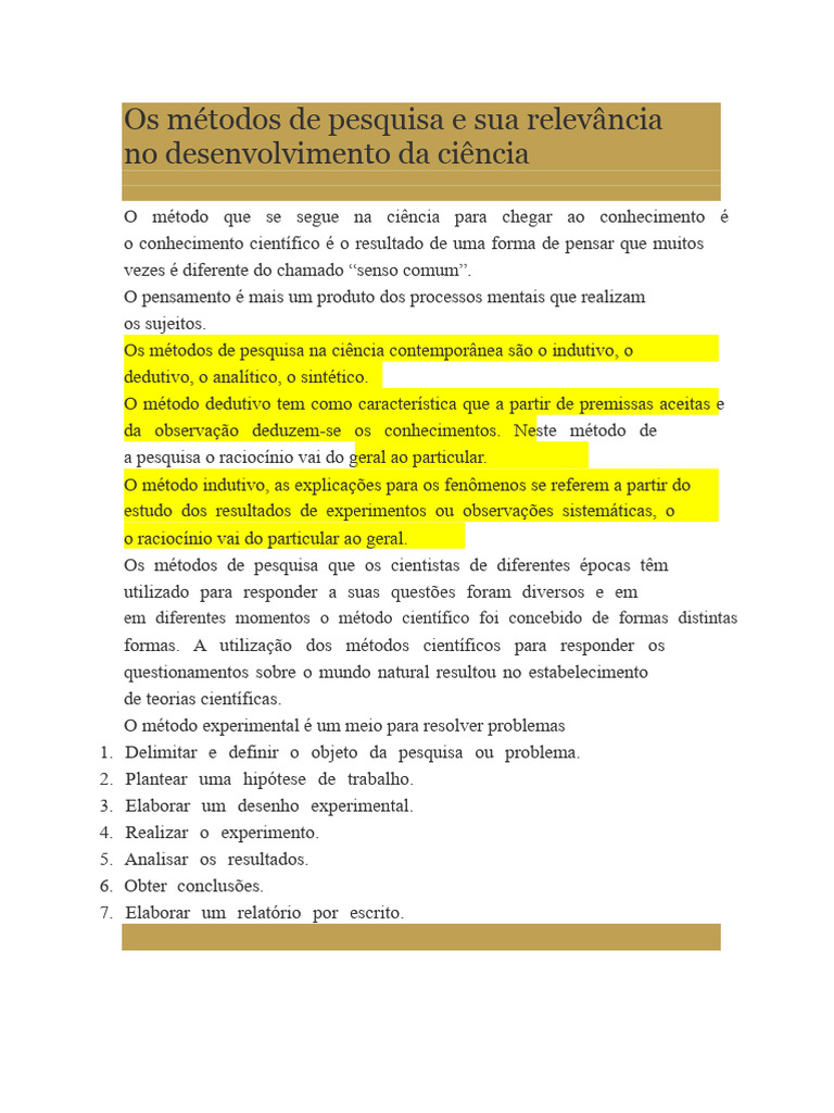 Métodos de Pesquisa Científica e Sua Importância | PDF | Método ...