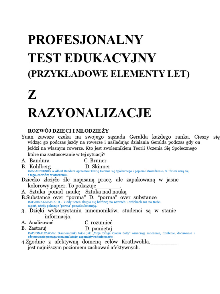 Profesjonalny Test Edukacyjny Pdf