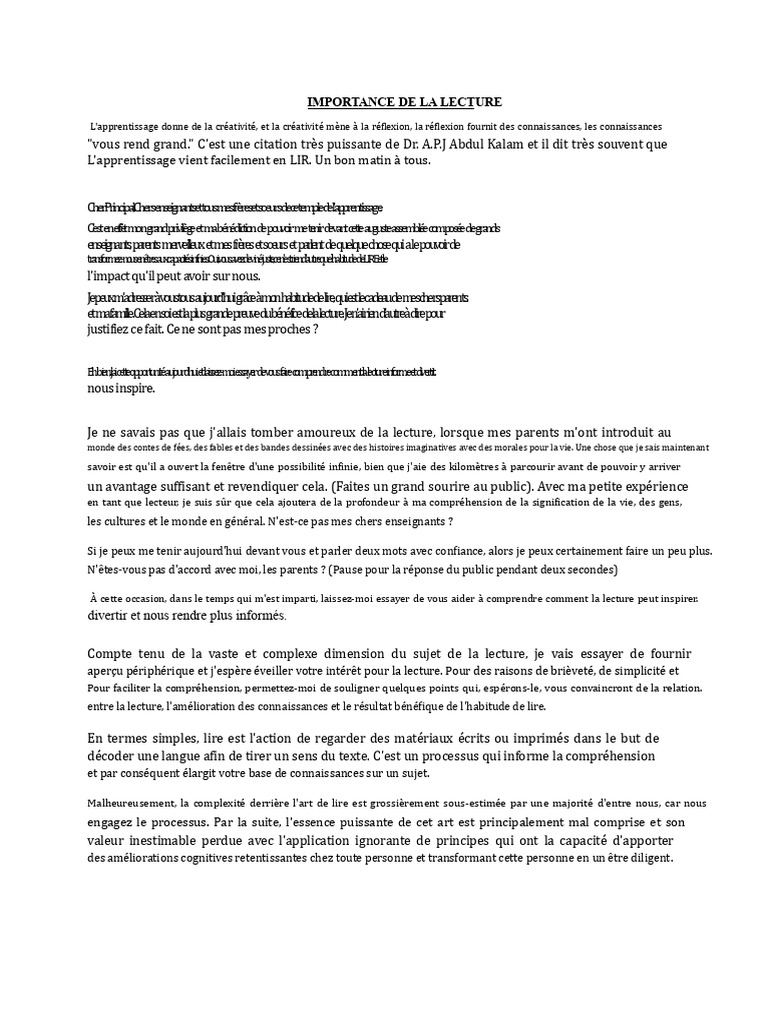 L'impact essentiel de la lecture | PDF | Apprentissage | Enseignement ...