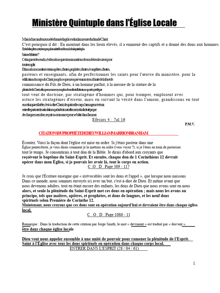 Ministère Quintuple et Dons Spirituels | PDF | Église chrétienne ...