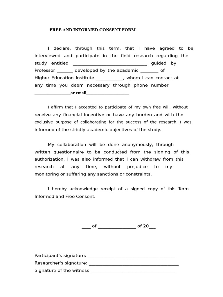 Free Informed Consent Form Template | PDF