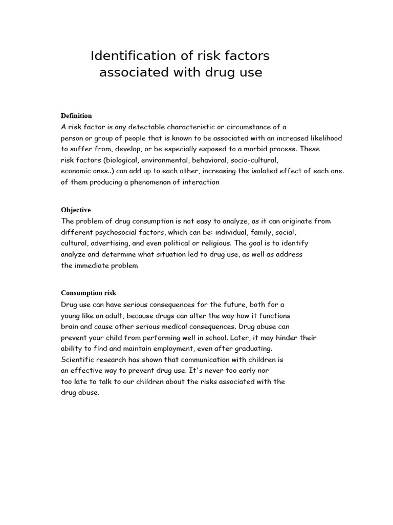 Identification of Risk Factors Associated With Drug Use | PDF ...