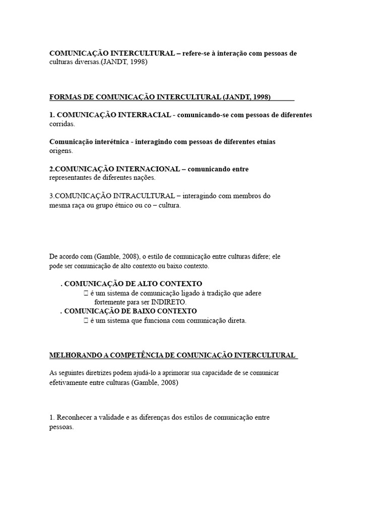 Comunicação Intercultural: Estilos e Dicas | PDF