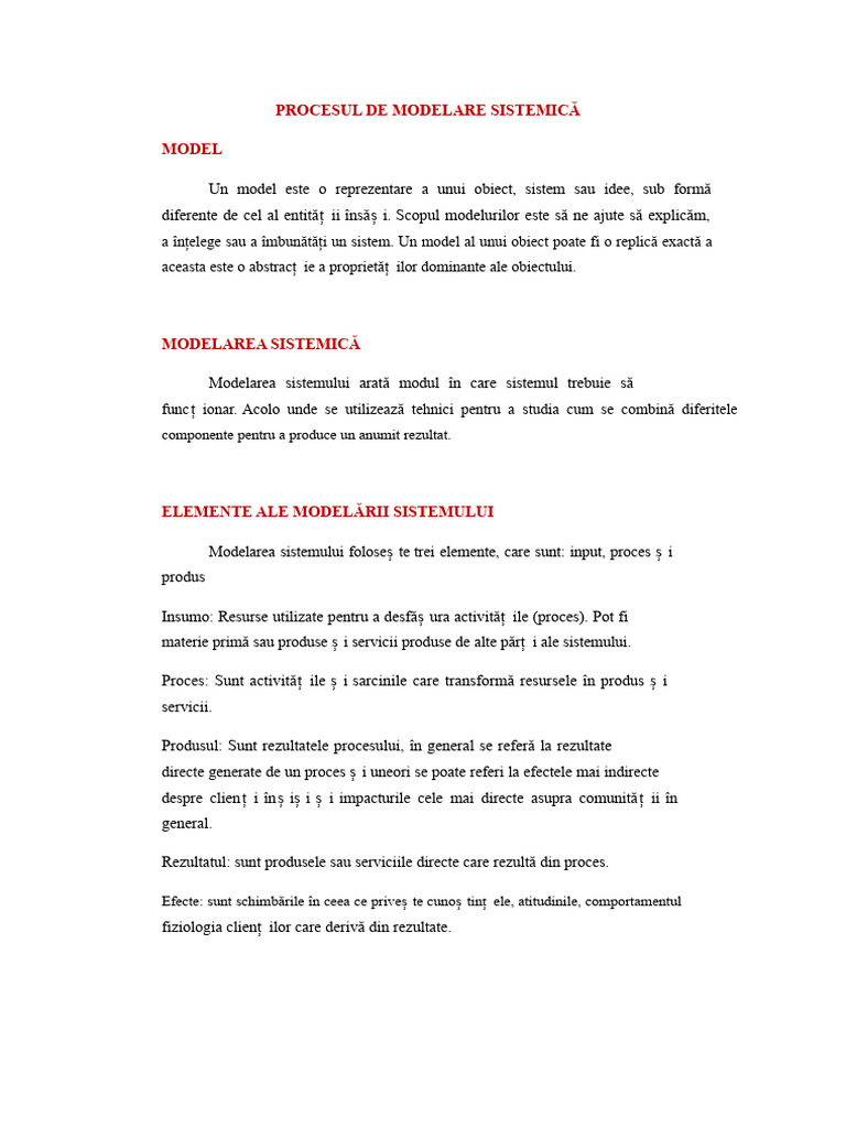 Procesul de Modelare Sistemică | PDF