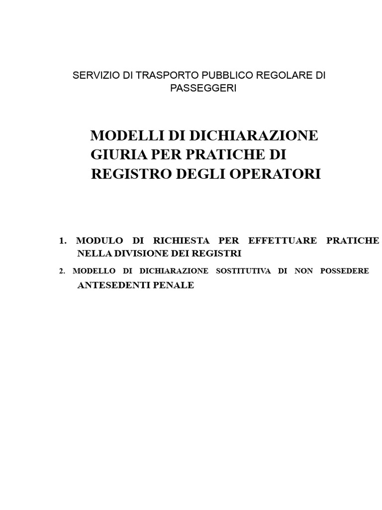 Modello Di Dichiarazione Giurata | PDF