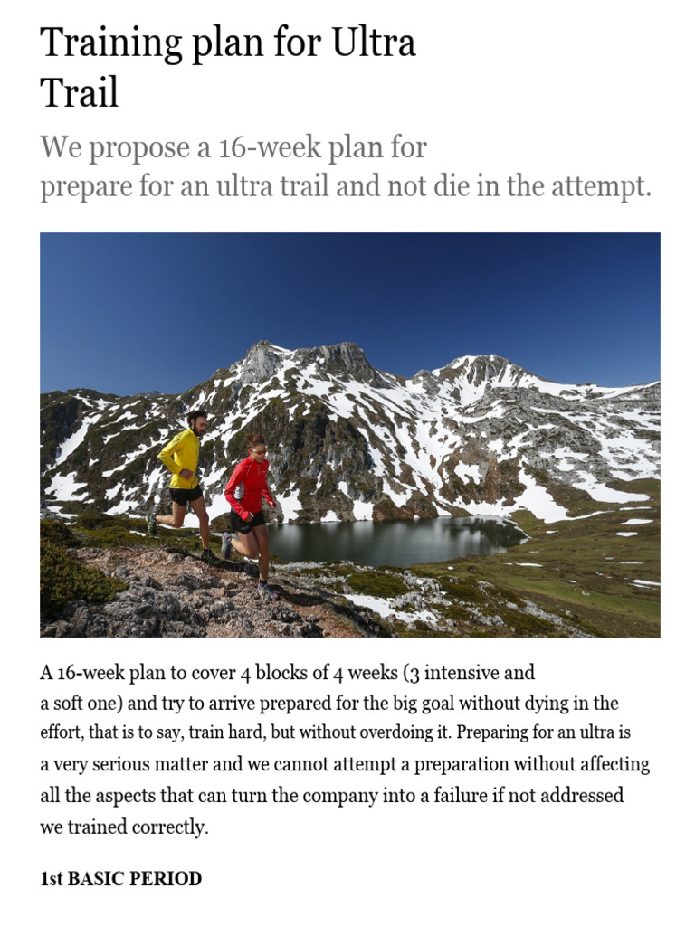 Training Plan For Ultra Trail - Training Plans - Trailrun - Es | PDF