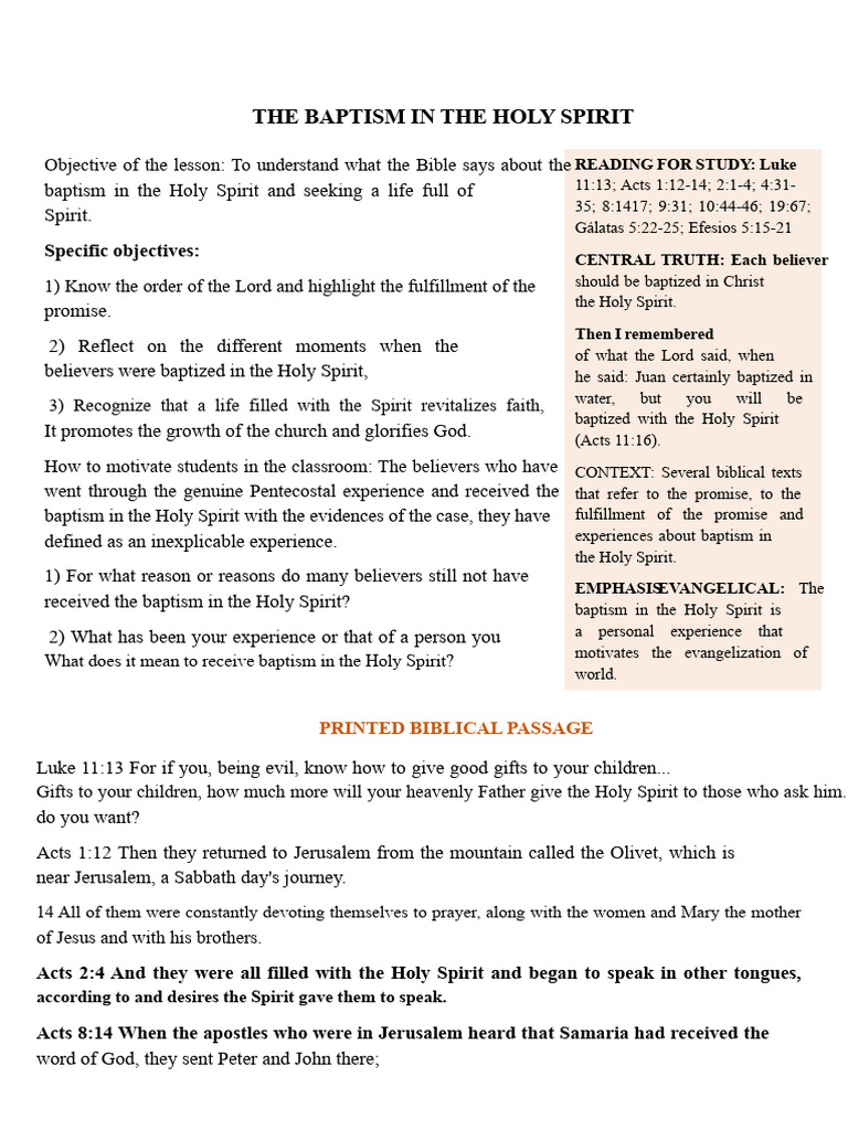 Understanding Holy Spirit Baptism | PDF | Acts Of The Apostles ...