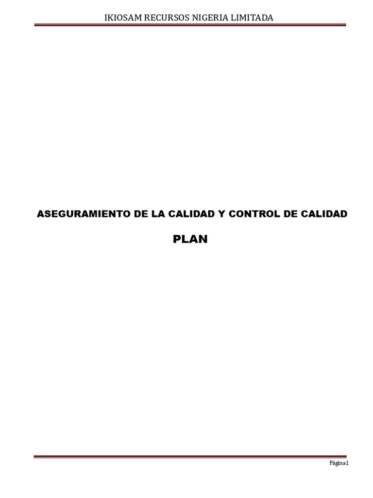 Plan de Aseguramiento de La Calidad y Control de Calidad | PDF ...