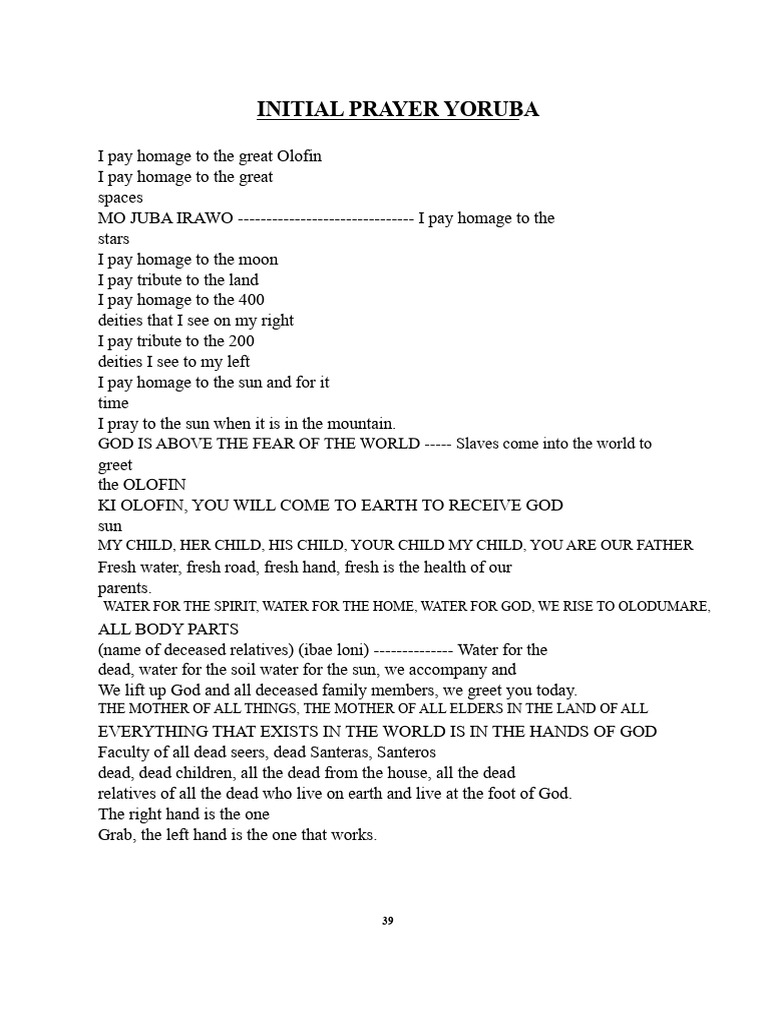 Yoruba Prayer and Rituals Guide | PDF | Prayer | Santería