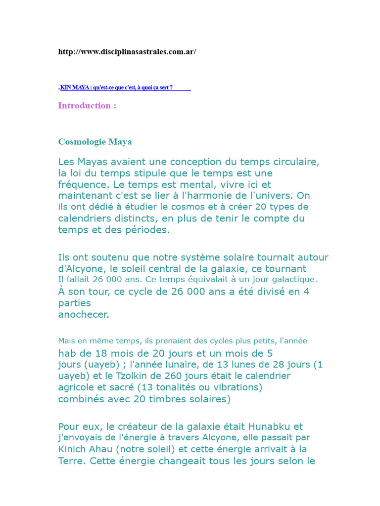 Calcul du Kin Maya et ses enjeux | PDF | Calendrier | Univers