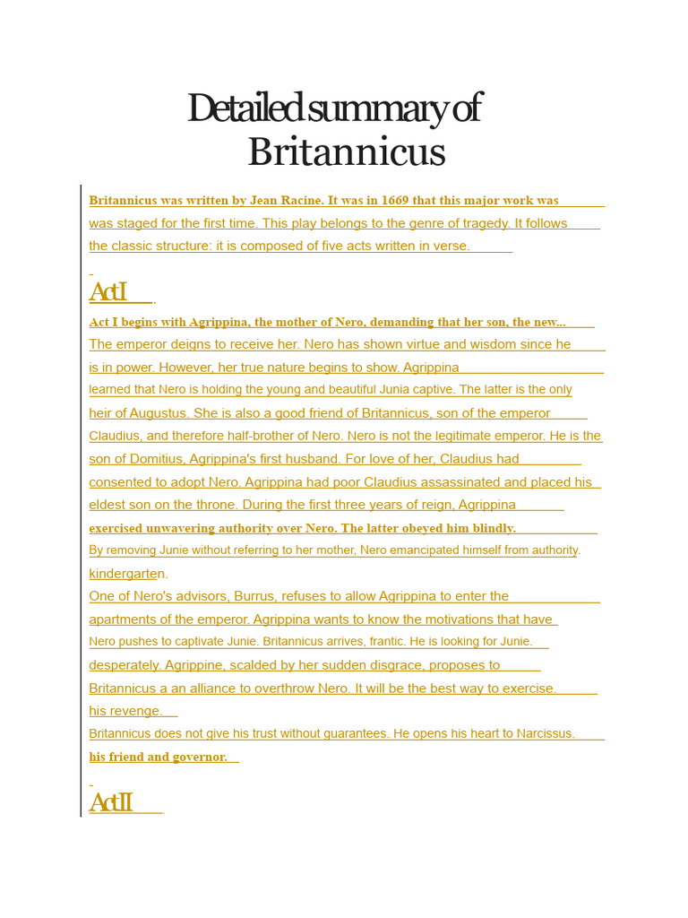 Analysis of Racine's Britannicus | PDF | Nero