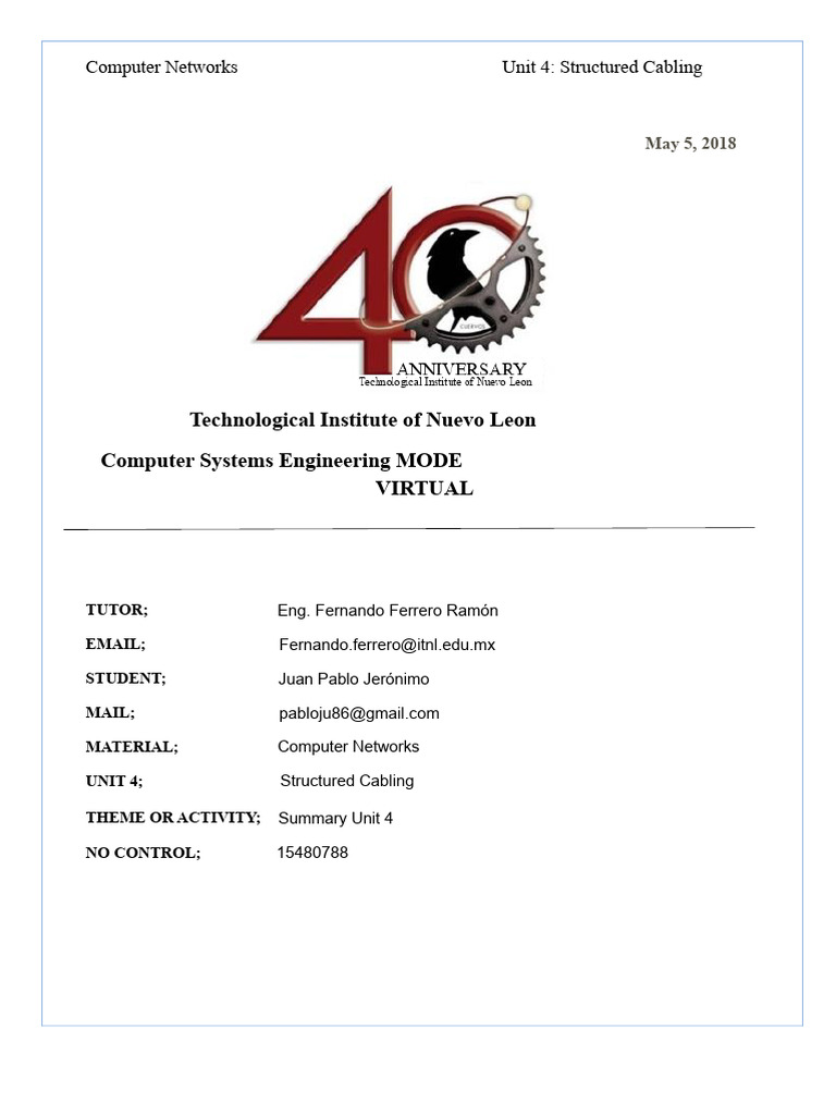Unit 4 Structured Cabling | PDF | Telecommunications | Electronics