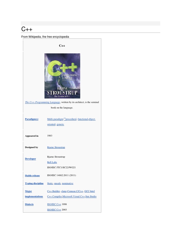 From Wikipedia, The Free Encyclopedia: The C++ Programming Language ...