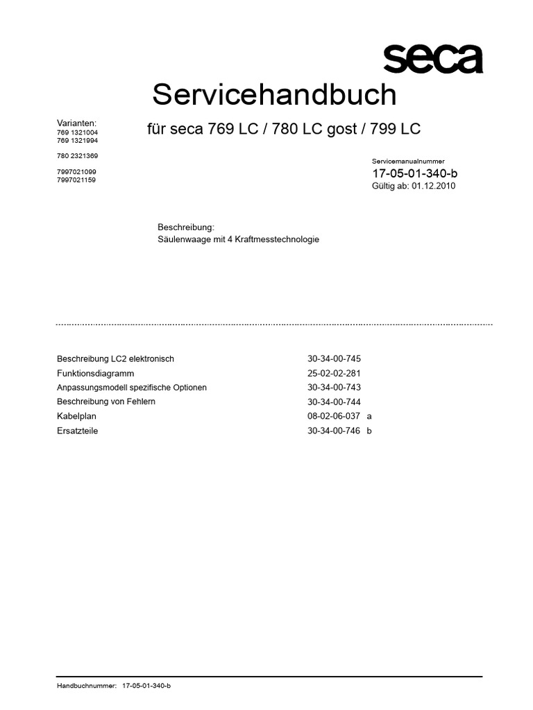 Seca 769 Servicehandbuch | PDF