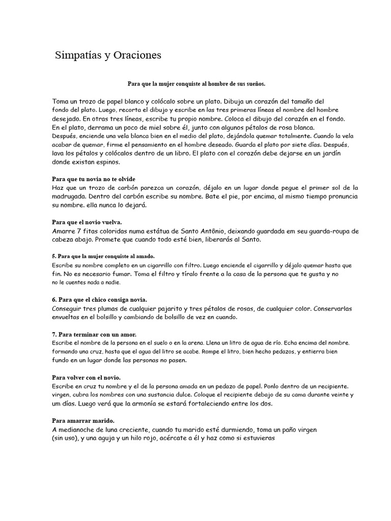 Simpatías y Oraciones para el Amor | PDF | Alquimia | Wicca