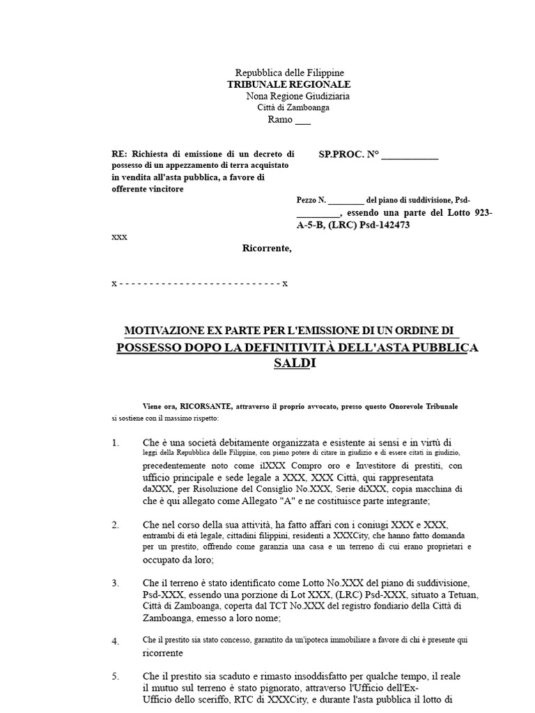 Esempio Di Mandato Di Possesso | PDF