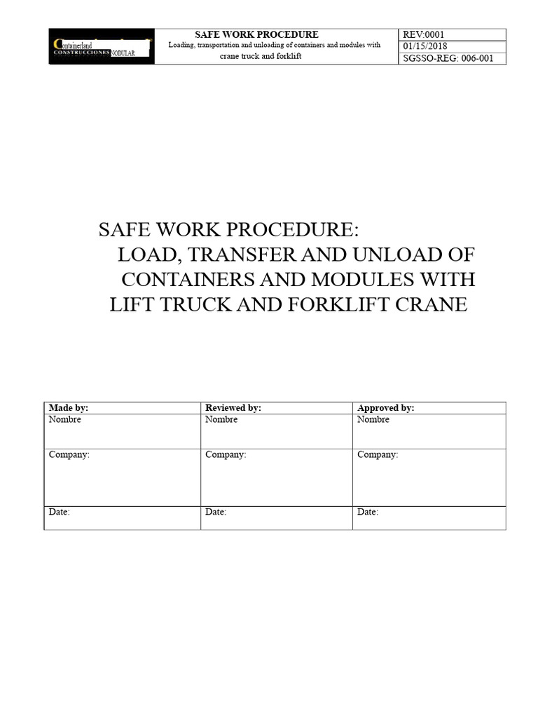 Safe Loading and Unloading Procedures | PDF | Crane (Machine) | Forklift