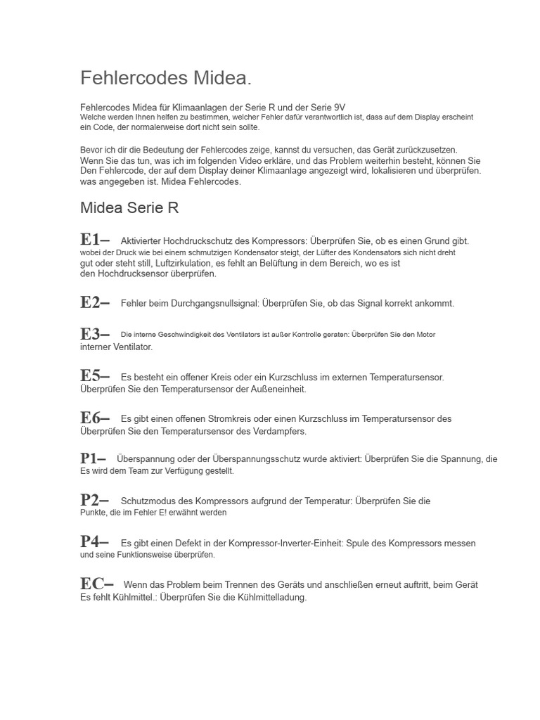 MIDEA-Codes 1 | PDF
