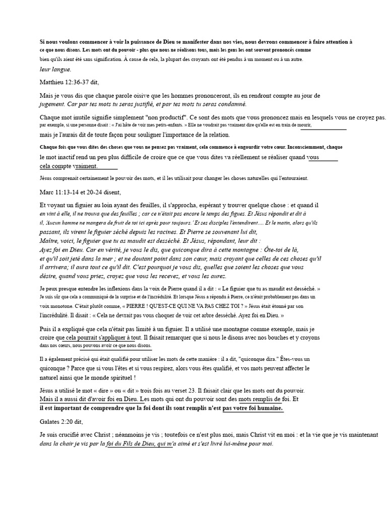Le Pouvoir des Mots et de la Foi | PDF | Dieu | Foi