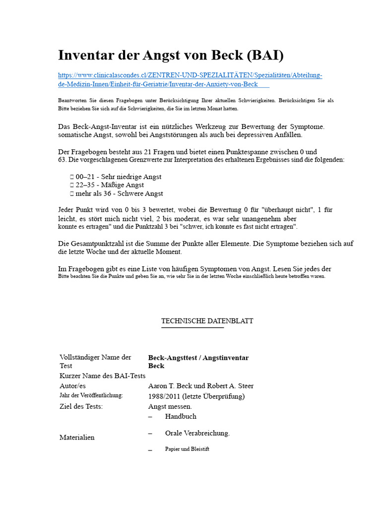 Inventar Von Becks Angst. | PDF