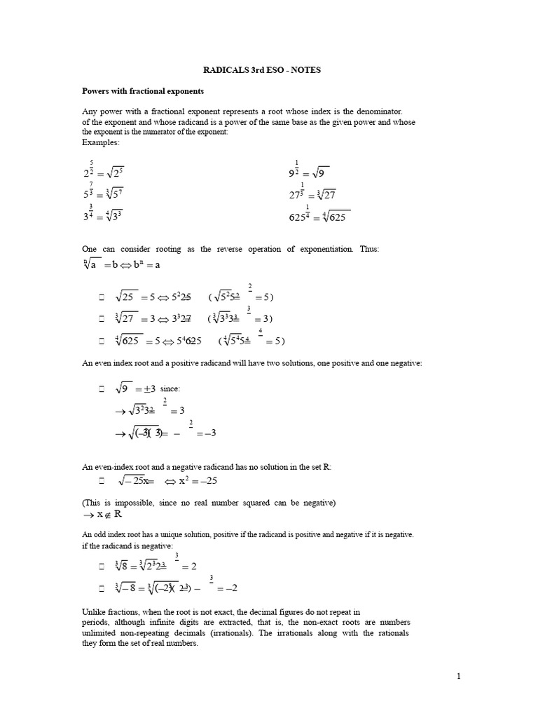 Understanding Fractional Exponents and Radicals | PDF | Exponentiation ...
