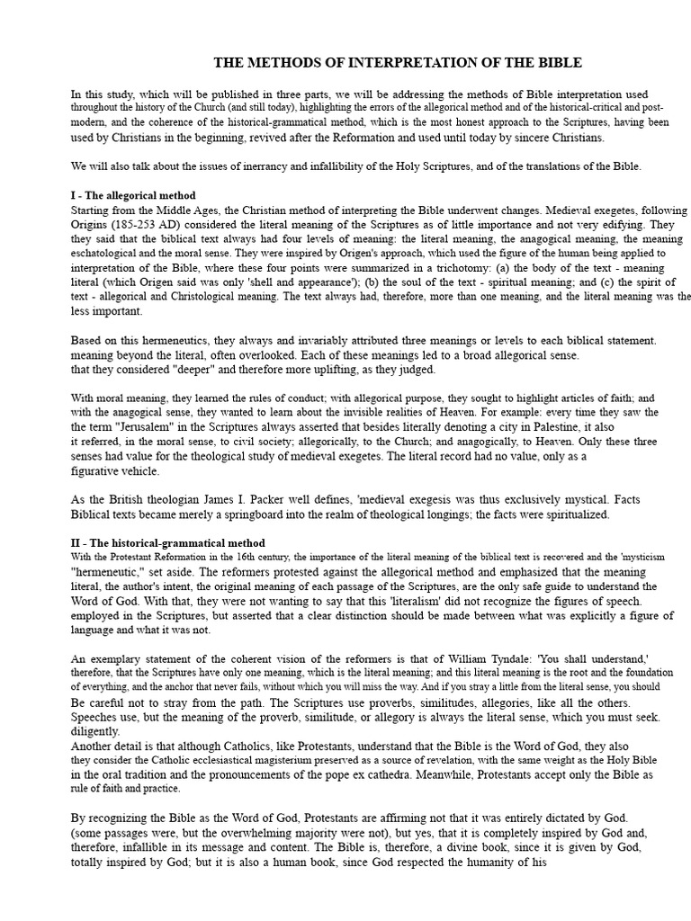 Bible Interpretation Methods Explained | PDF | Bible | Biblical Inerrancy