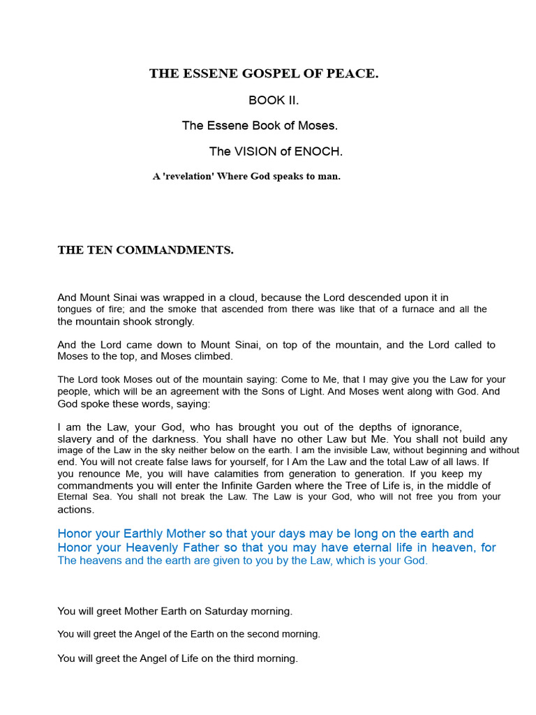 Essene Gospel of Peace: Book II Insights | PDF | Ten Commandments | God ...