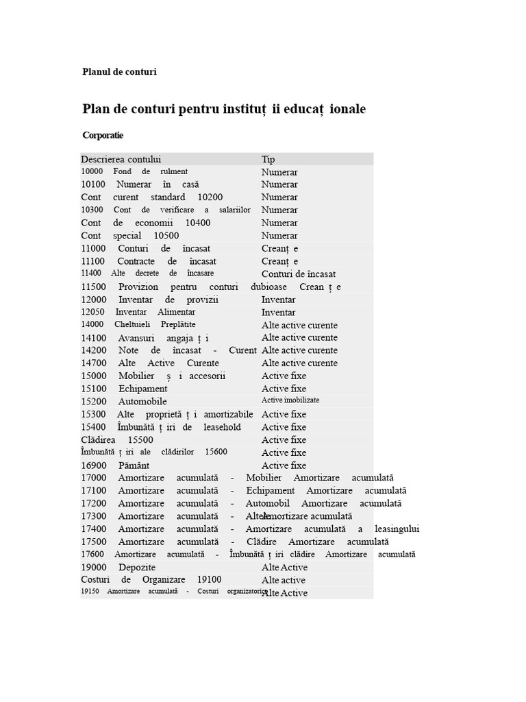 Planul de Conturi | PDF