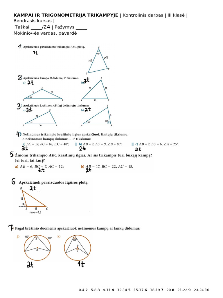 FUNKCIJOS Kontrolinis | PDF