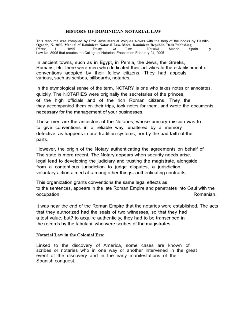 Dominican Notarial Law History | PDF | Notary Public | Voyages Of ...