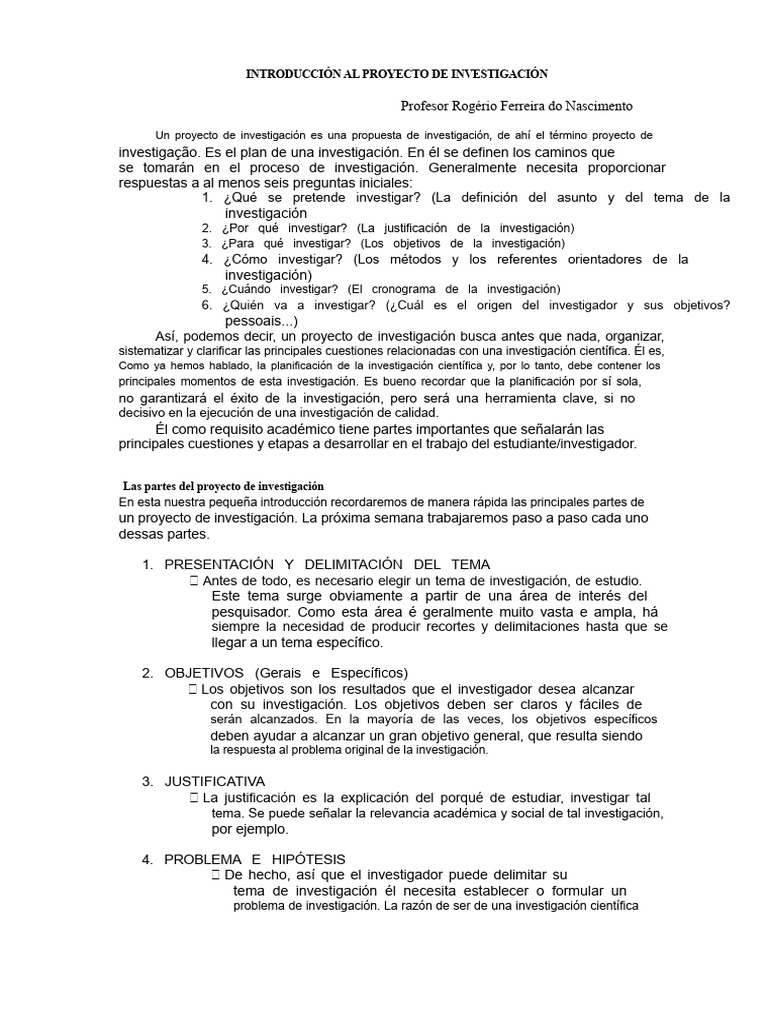 Guía para un Proyecto de Investigación | PDF | Teoría | Hipótesis