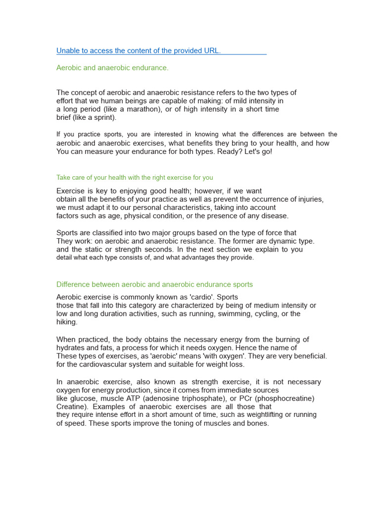 Aerobic vs. Anaerobic Endurance Explained | PDF | Aerobic Exercise ...